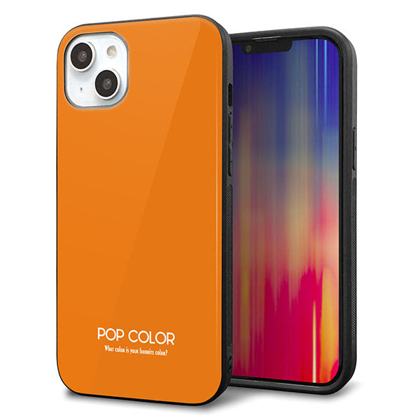 iPhone14 Plus 強化ガラス&TPUスマホケース ガラプリ【KM906 ポップカラー(オレンジ)】