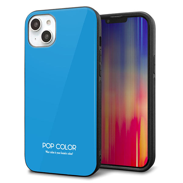 iPhone14 Plus 強化ガラス&TPUスマホケース ガラプリ【KM908 ポップカラー(スカイブルー)】