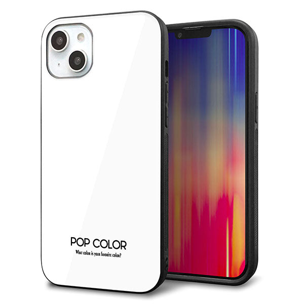 iPhone14 Plus 強化ガラス&TPUスマホケース ガラプリ【KM913 ポップカラー(ホワイト)】