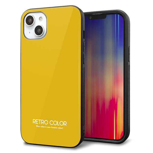 iPhone14 Plus 強化ガラス&TPUスマホケース ガラプリ【KM920 レトロカラー(マスタード)】
