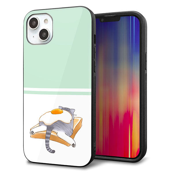 iPhone14 Plus 強化ガラス&TPUスマホケース ガラプリ【KM960 目玉焼き】