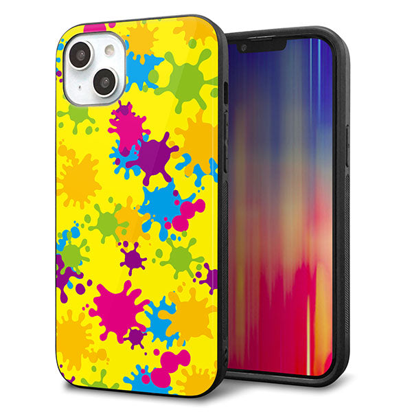 iPhone14 Plus 強化ガラス&TPUスマホケース ガラプリ【MA879 ペイントイエロー】