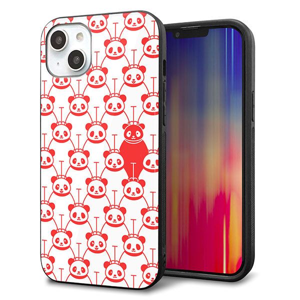 iPhone14 Plus 強化ガラス&TPUスマホケース ガラプリ【MA913 パターン パンダ】
