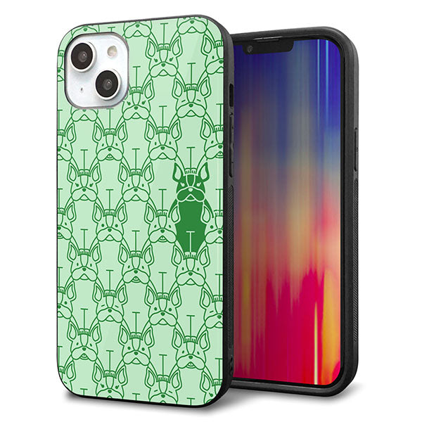 iPhone14 Plus 強化ガラス&TPUスマホケース ガラプリ【MA916 パターン ドッグ】