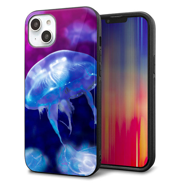 iPhone14 Plus 強化ガラス&TPUスマホケース ガラプリ【MA934 クラゲハイライト】