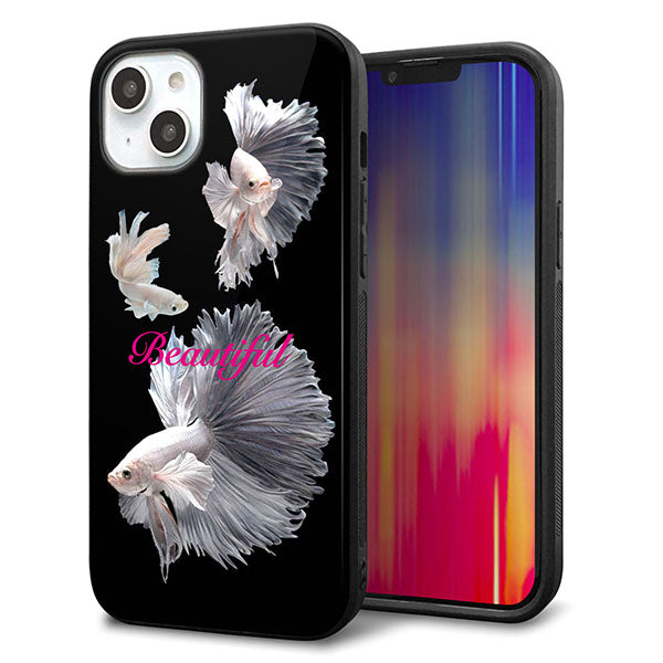 iPhone14 Plus 強化ガラス&TPUスマホケース ガラプリ【MA957 金魚 B】