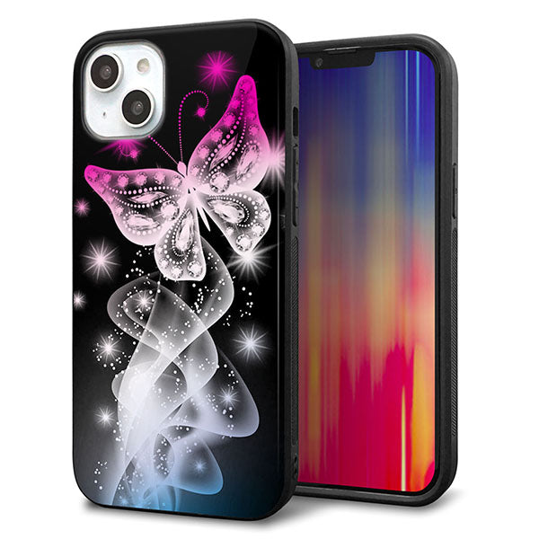 iPhone14 Plus 強化ガラス&TPUスマホケース ガラプリ【MA989 蝶A】