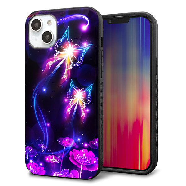 iPhone14 Plus 強化ガラス&TPUスマホケース ガラプリ【MA990 蝶B】