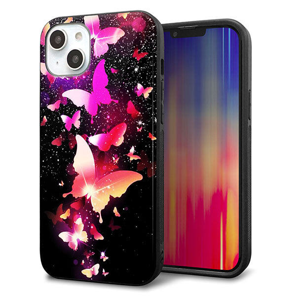 iPhone14 Plus 強化ガラス&TPUスマホケース ガラプリ【MA991 蝶C】