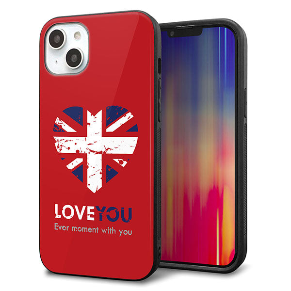 iPhone14 Plus 強化ガラス&TPUスマホケース ガラプリ【SC804 ユニオンジャック ハートビンテージレッド】