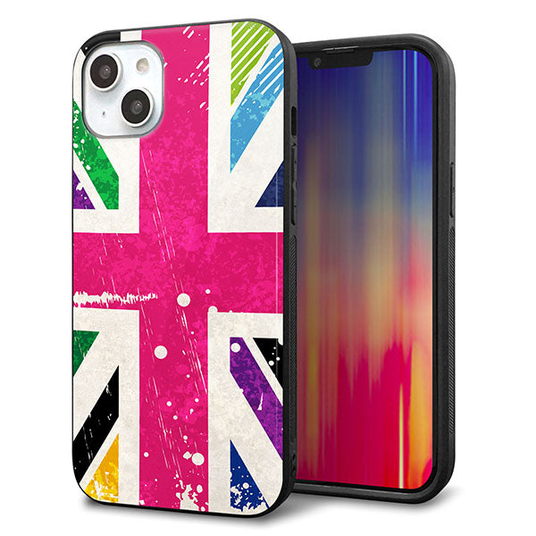 iPhone14 Plus 強化ガラス&TPUスマホケース ガラプリ【SC806 ユニオンジャック ピンクビンテージ】