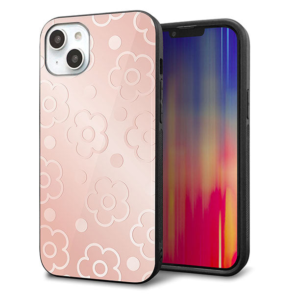 iPhone14 Plus 強化ガラス&TPUスマホケース ガラプリ【SC843 エンボス風デイジーシンプル(ローズピンク)】