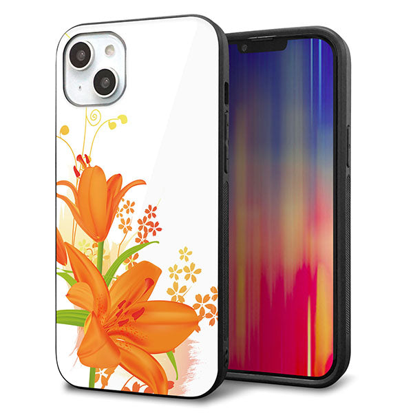 iPhone14 Plus 強化ガラス&TPUスマホケース ガラプリ【SC848 ユリ(オレンジ)】