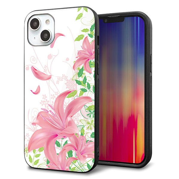 iPhone14 Plus 強化ガラス&TPUスマホケース ガラプリ【SC849 ユリ(ピンク)】