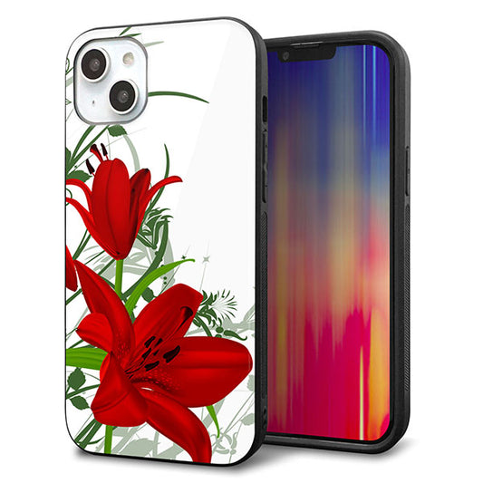 iPhone14 Plus 強化ガラス&TPUスマホケース ガラプリ【SC850 ユリ(レッド)】