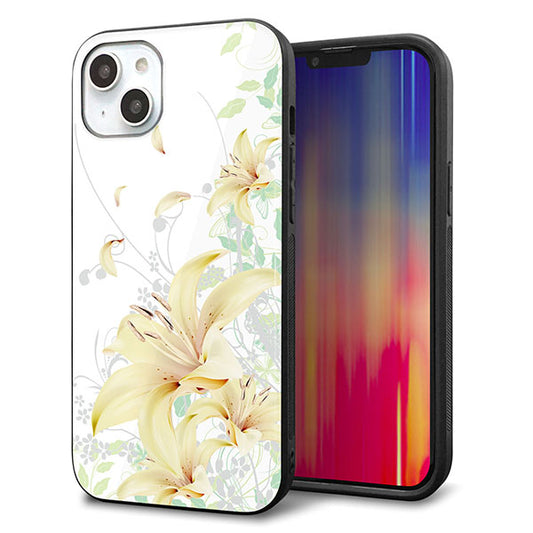 iPhone14 Plus 強化ガラス&TPUスマホケース ガラプリ【SC851 ユリ(ホワイト)】