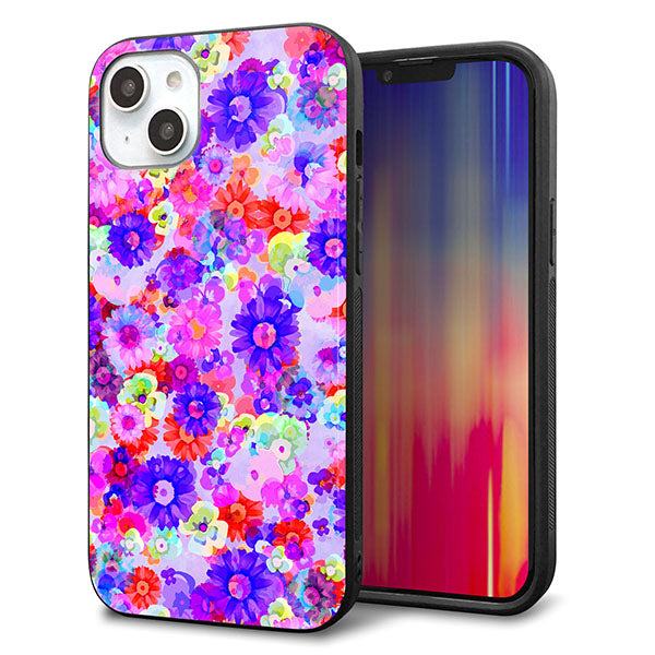 iPhone14 Plus 強化ガラス&TPUスマホケース ガラプリ【SC868 リバティプリント フルールドパルファン(パープル)】