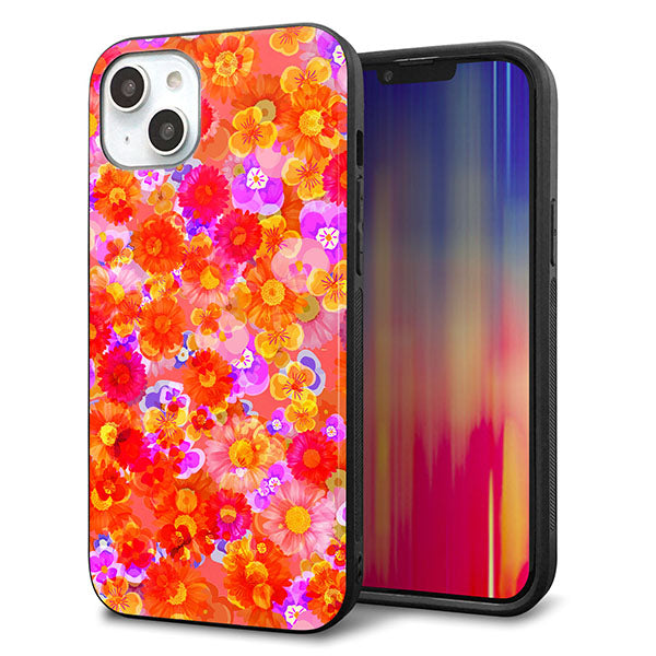 iPhone14 Plus 強化ガラス&TPUスマホケース ガラプリ【SC871 リバティプリント フルールドパルファン(レッド)】