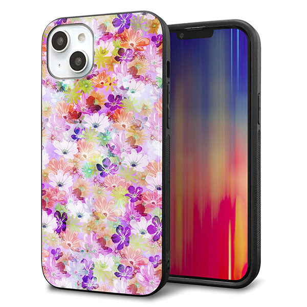 iPhone14 Plus 強化ガラス&TPUスマホケース ガラプリ【SC873 リバティプリント プレスドフラワー(パープル)】
