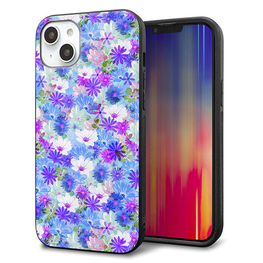 iPhone14 Plus 強化ガラス&TPUスマホケース ガラプリ【SC875 リバティプリント プレスドフラワー(ブルー)】
