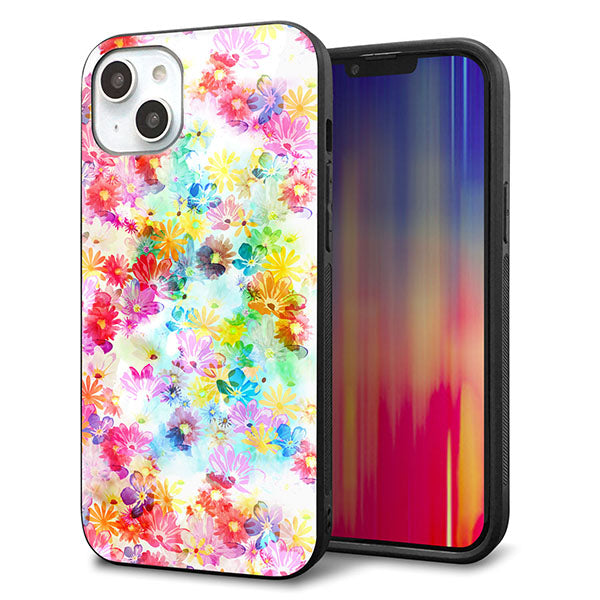 iPhone14 Plus 強化ガラス&TPUスマホケース ガラプリ【SC876 リバティプリント プレスドフラワー(ホワイト)】