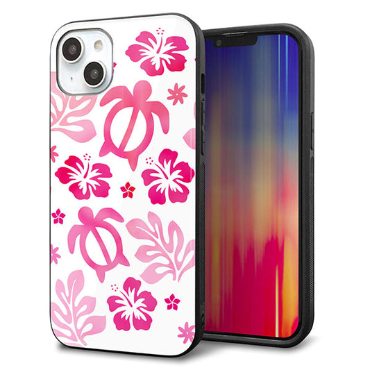 iPhone14 Plus 強化ガラス&TPUスマホケース ガラプリ【SC879 ハワイアンアロハホヌ(ピンク)】