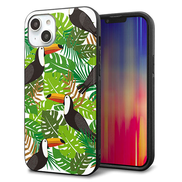 iPhone14 Plus 強化ガラス&TPUスマホケース ガラプリ【SC894 ボタニカル トロピカルバード】