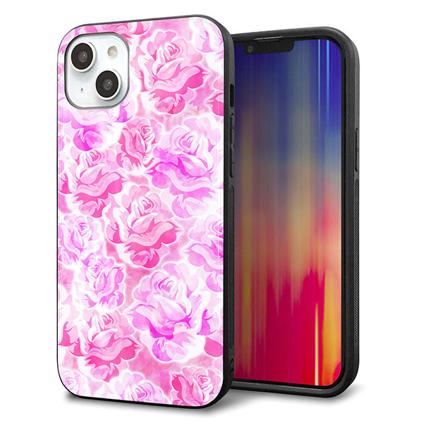 iPhone14 Plus 強化ガラス&TPUスマホケース ガラプリ【SC928 ローズ ピンク】