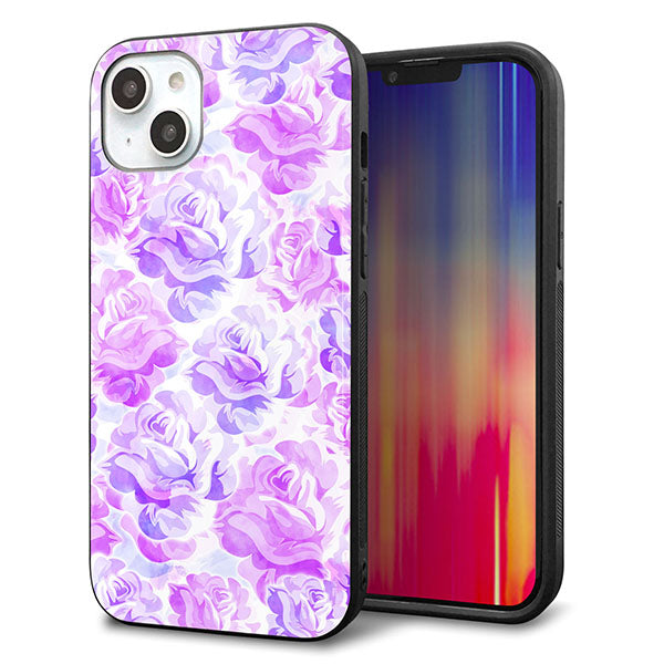 iPhone14 Plus 強化ガラス&TPUスマホケース ガラプリ【SC929 ローズ パープル】