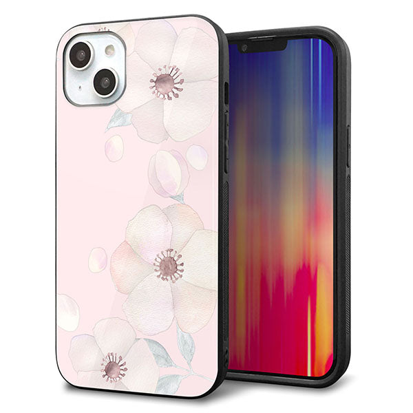 iPhone14 Plus 強化ガラス&TPUスマホケース ガラプリ【SC949 ドゥ・フルール(オフピンク)】