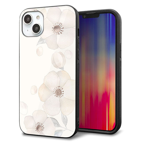 iPhone14 Plus 強化ガラス&TPUスマホケース ガラプリ【SC952 ドゥ・フルール(セピア)】