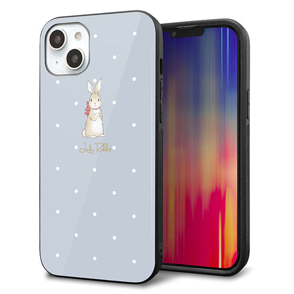 iPhone14 Plus 強化ガラス&TPUスマホケース ガラプリ【SC967 Lady Rabbit ブルーグレイ ガラプリhp】