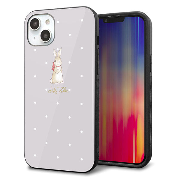 iPhone14 Plus 強化ガラス&TPUスマホケース ガラプリ【SC968 Lady Rabbit グレージュ ガラプリhp】