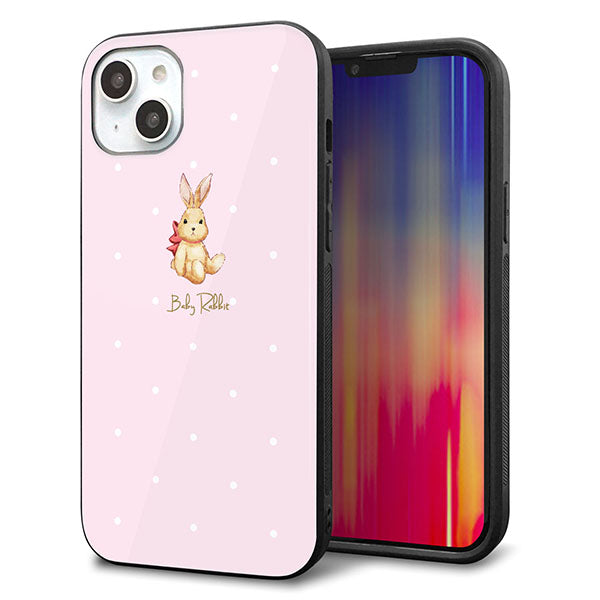 iPhone14 Plus 強化ガラス&TPUスマホケース ガラプリ【SC978 Baby Rabbit ピンク ガラプリ】