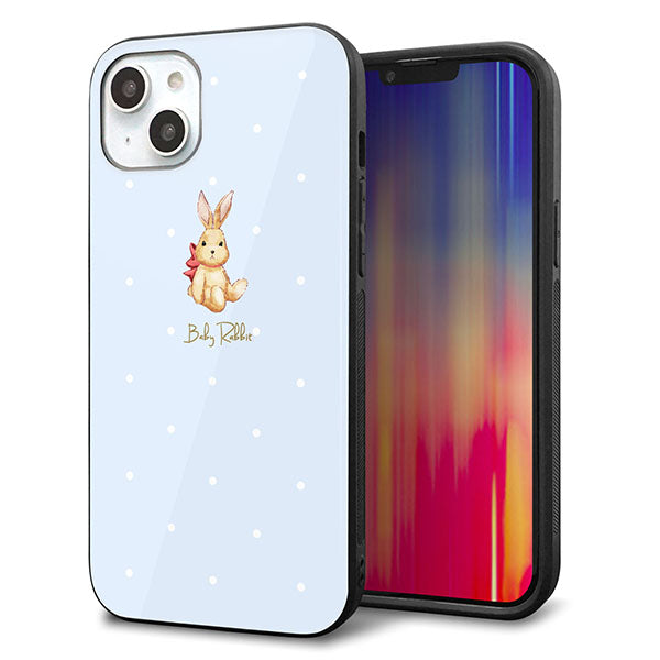 iPhone14 Plus 強化ガラス&TPUスマホケース ガラプリ【SC980 Baby Rabbit ブルー ガラプリ】