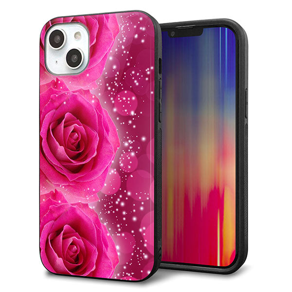 iPhone14 Plus 強化ガラス&TPUスマホケース ガラプリ【VA815 3連のバラ】