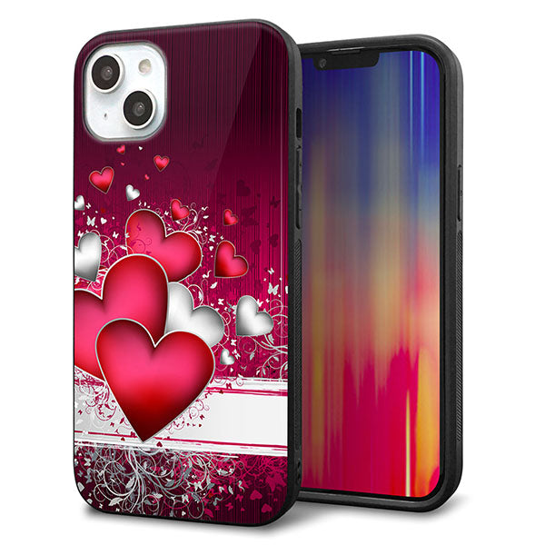 iPhone14 Plus 強化ガラス&TPUスマホケース ガラプリ【VA835 ハートの息吹】