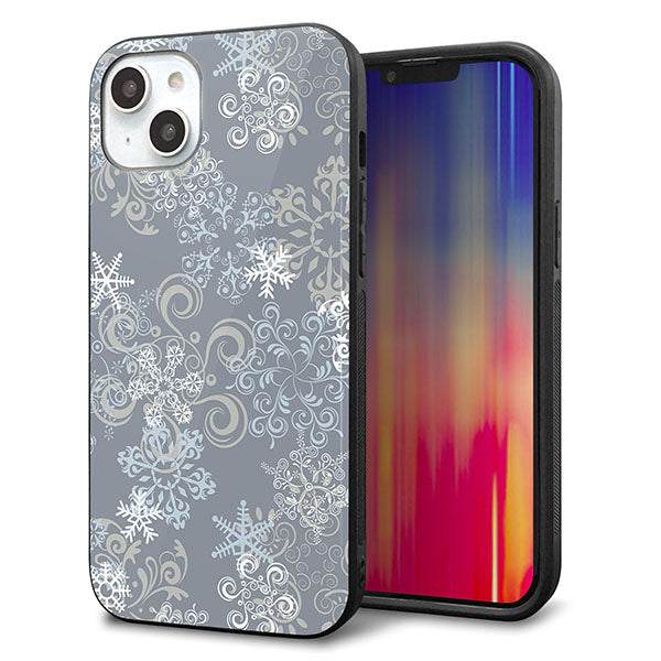 iPhone14 Plus 強化ガラス&TPUスマホケース ガラプリ【XA801 雪の結晶】