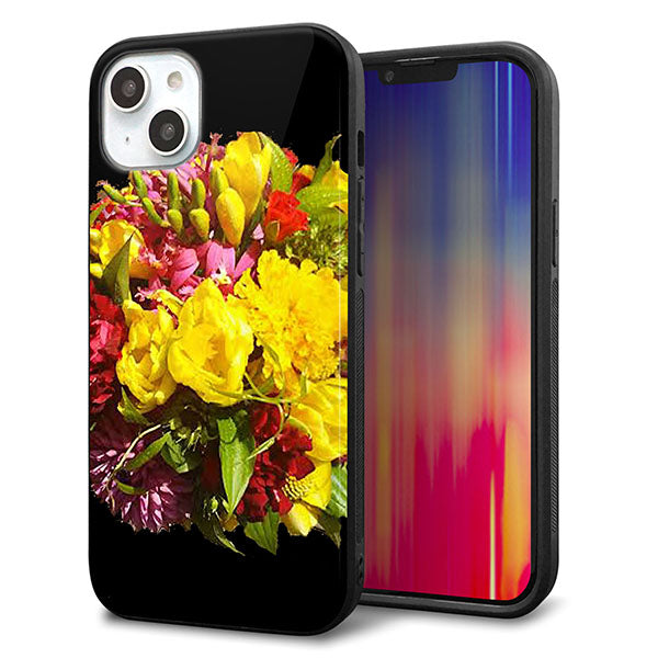 iPhone14 Plus 強化ガラス&TPUスマホケース ガラプリ【YI883 フラワー4】