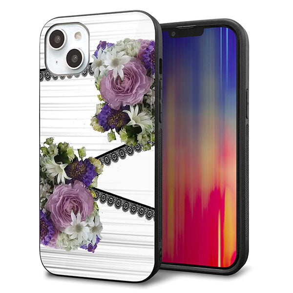 iPhone14 Plus 強化ガラス&TPUスマホケース ガラプリ【YI888 フラワー9】