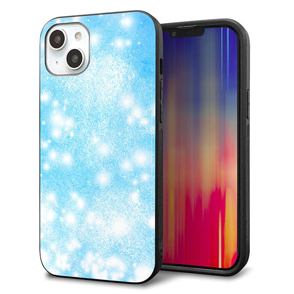 iPhone14 Plus 強化ガラス&TPUスマホケース ガラプリ【YJ289 デザインブルー】