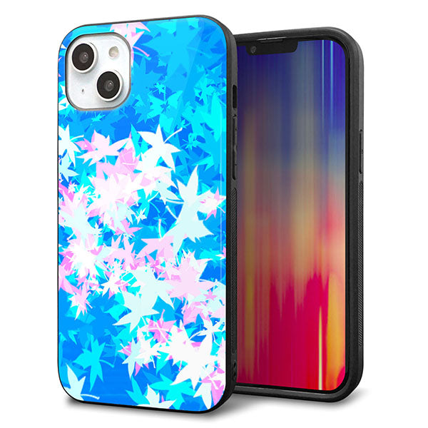 iPhone14 Plus 強化ガラス&TPUスマホケース ガラプリ【YJ290 デザインもみじ】
