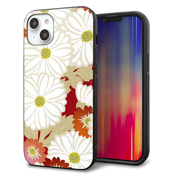 iPhone14 Plus 強化ガラス&TPUスマホケース ガラプリ【YJ322 和柄 菊】