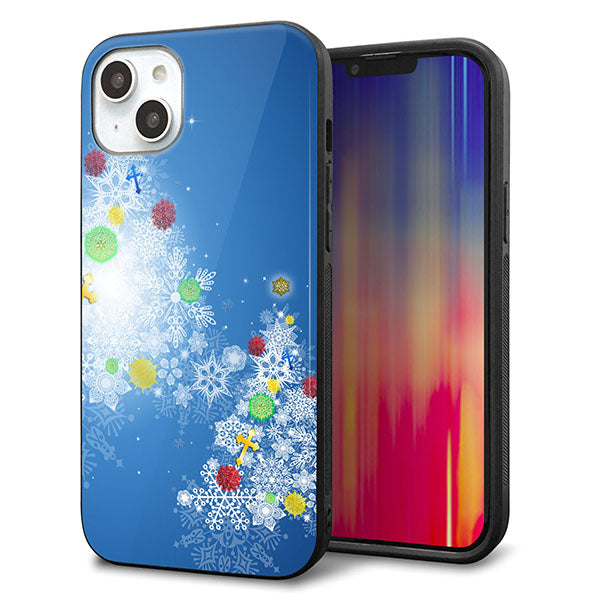 iPhone14 Plus 強化ガラス&TPUスマホケース ガラプリ【YJ347 クリスマスツリー】