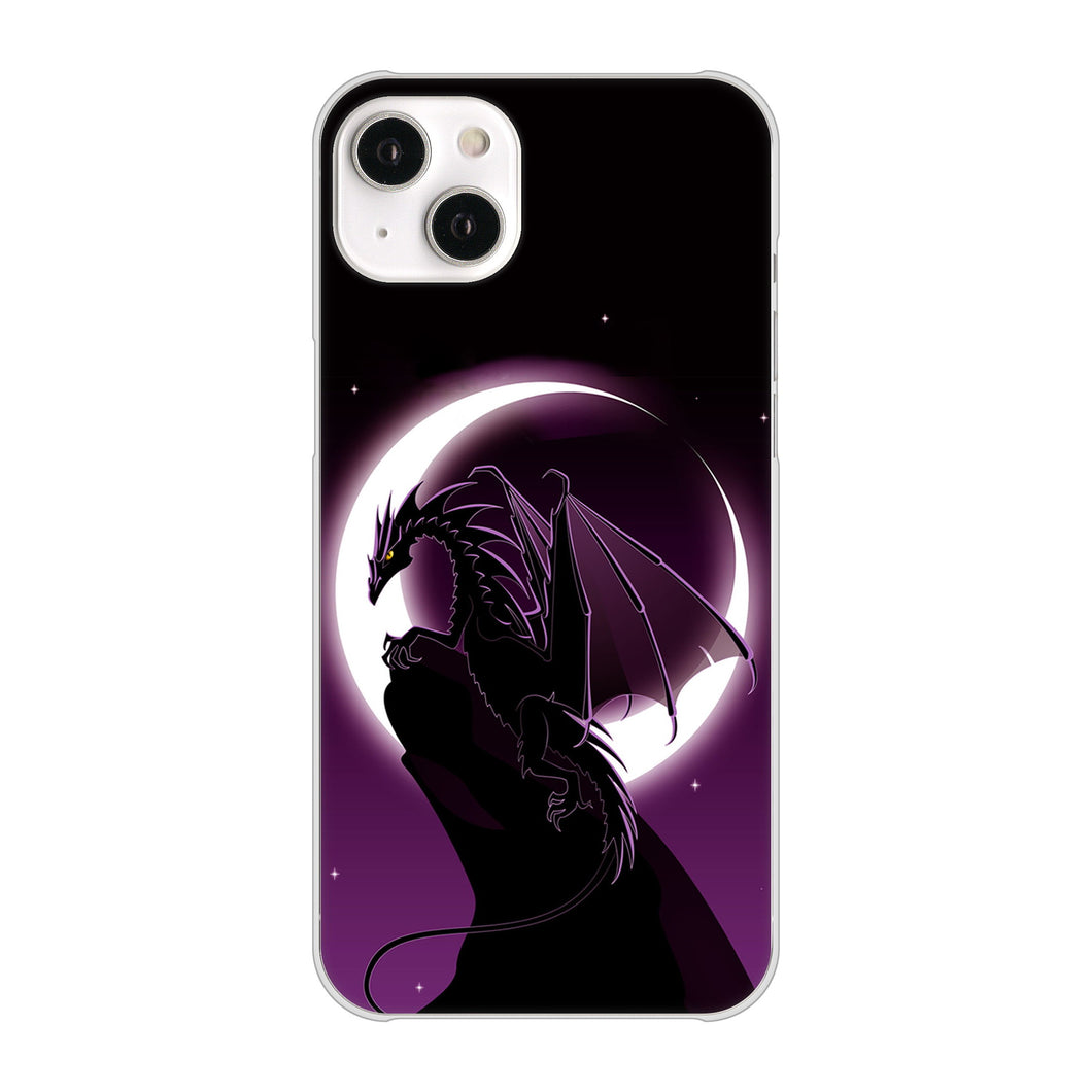 iPhone14 Plus 高画質仕上げ 背面印刷 ハードケース【037 三日月とドラゴン】