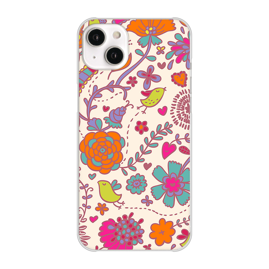 iPhone14 Plus 高画質仕上げ 背面印刷 ハードケース【323 小鳥と花】