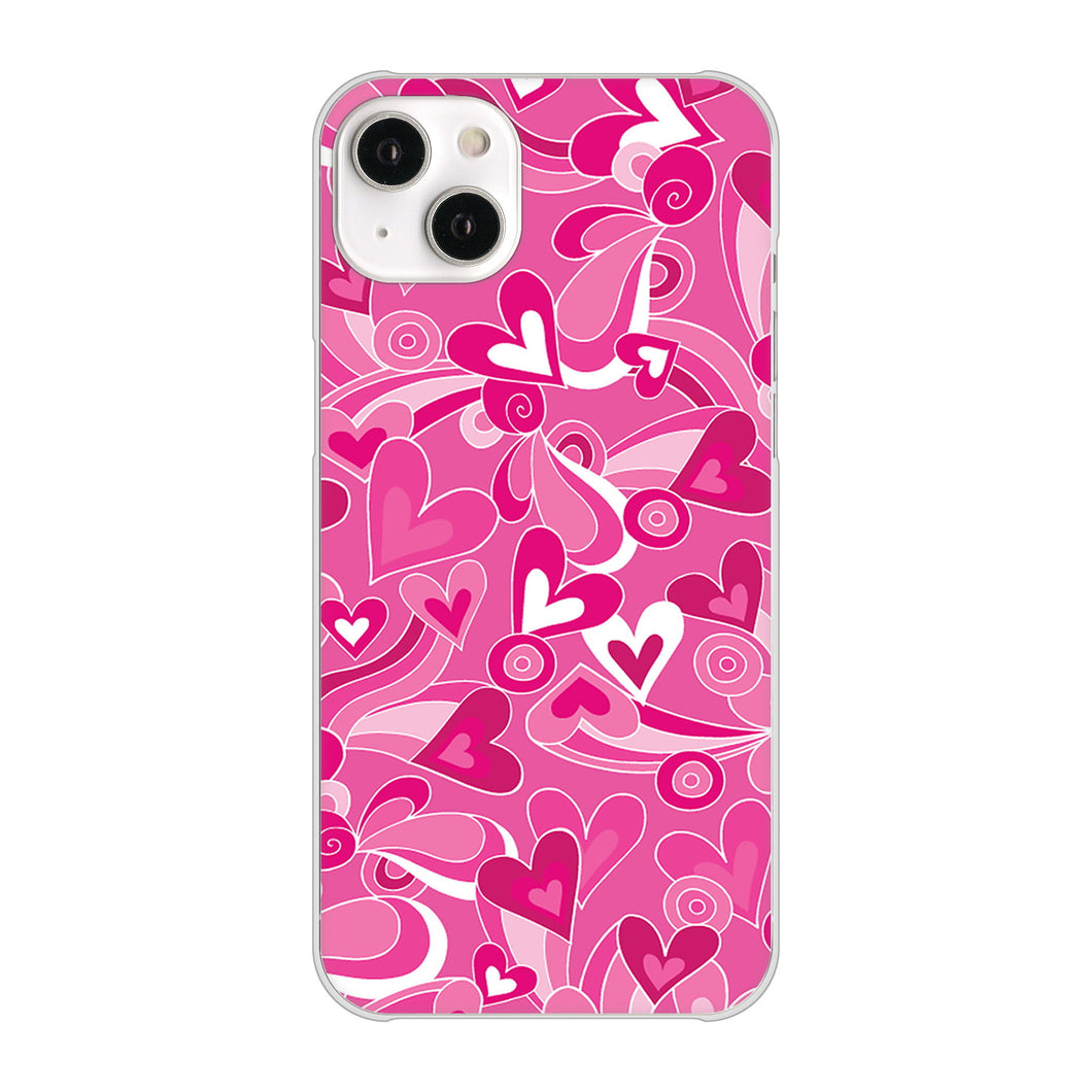 iPhone14 Plus 高画質仕上げ 背面印刷 ハードケース【383 ピンクのハート】