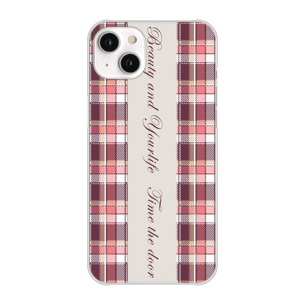 iPhone14 Plus 高画質仕上げ 背面印刷 ハードケース【518 チェック柄besuty】