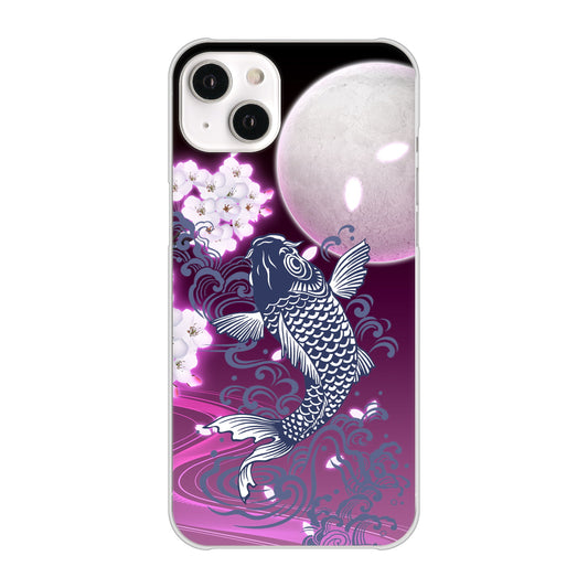 iPhone14 Plus 高画質仕上げ 背面印刷 ハードケース【1029 月と鯉(紫)】