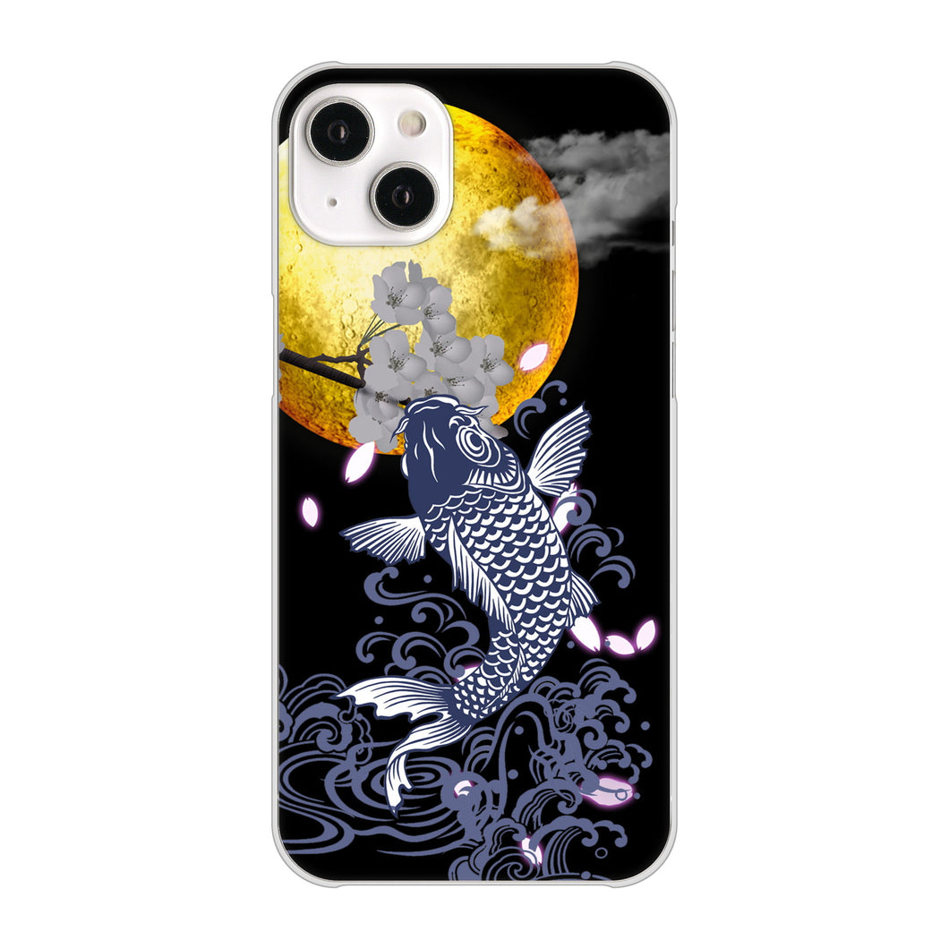 iPhone14 Plus 高画質仕上げ 背面印刷 ハードケース【1030 月と鯉】